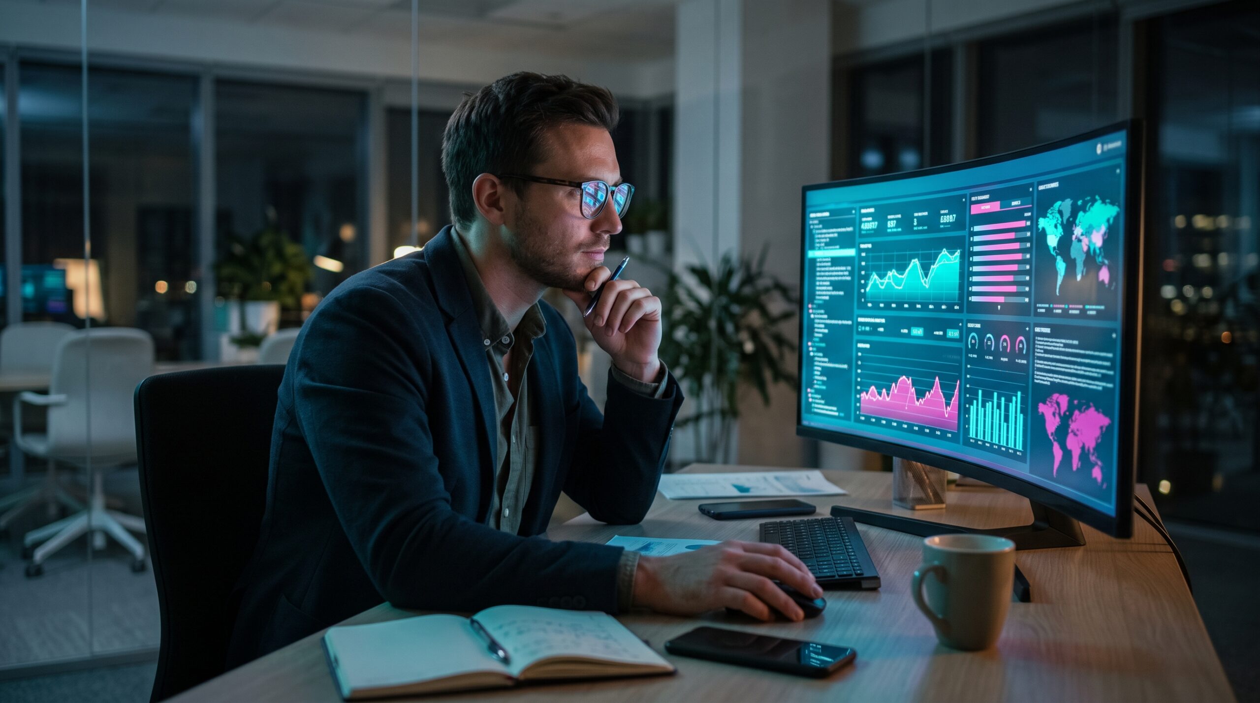 Data Bloom analyst reviewing analytics dashboard